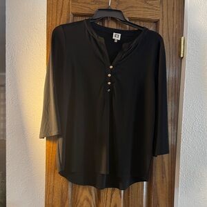 Anne Klein Black Blouse with Gold Buttons